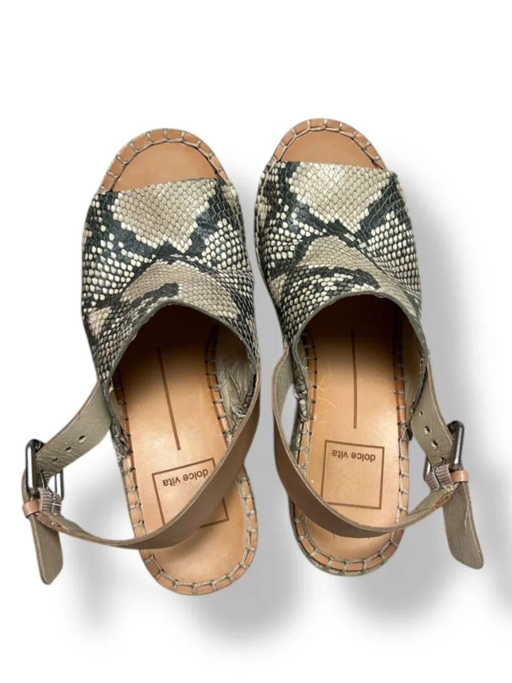 Dolce Vita Shan Peep Toe Snake Print Platform Sandal Sz 6